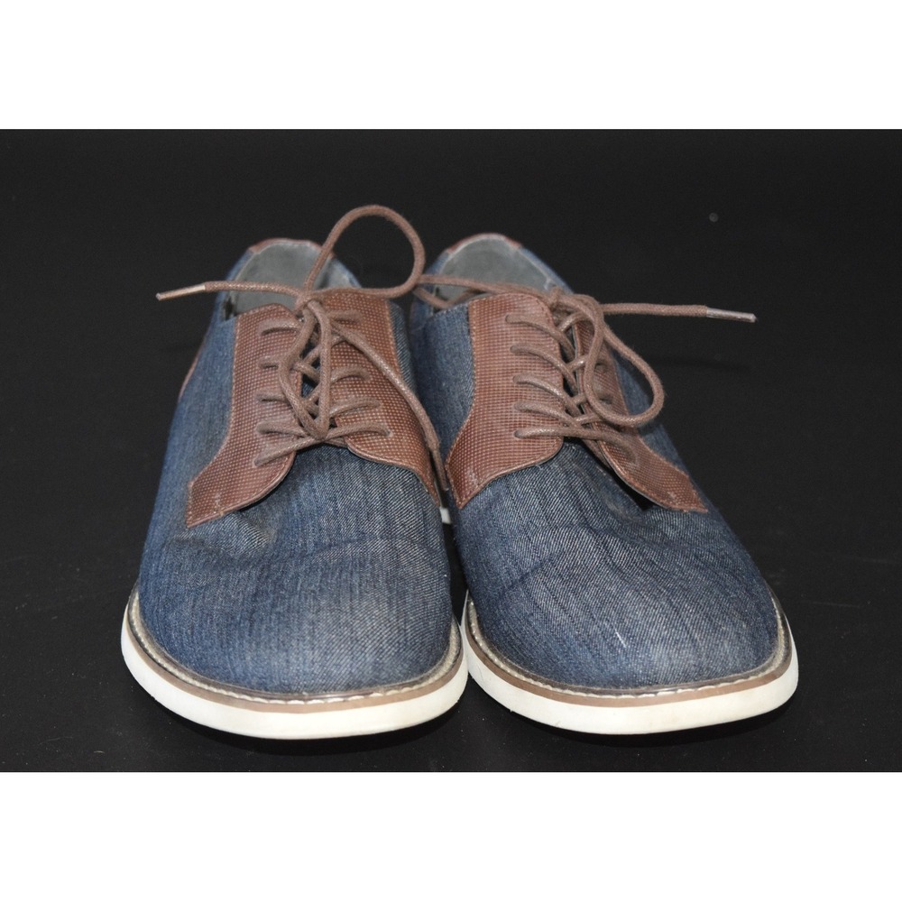Steve Madden Oxford Shoes Mens 12 Blue Brown Good Denim Faux Leather WM911156